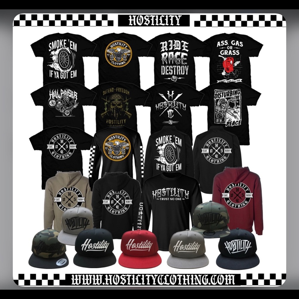 Hostility Clothing T-shirts 4 for $25.